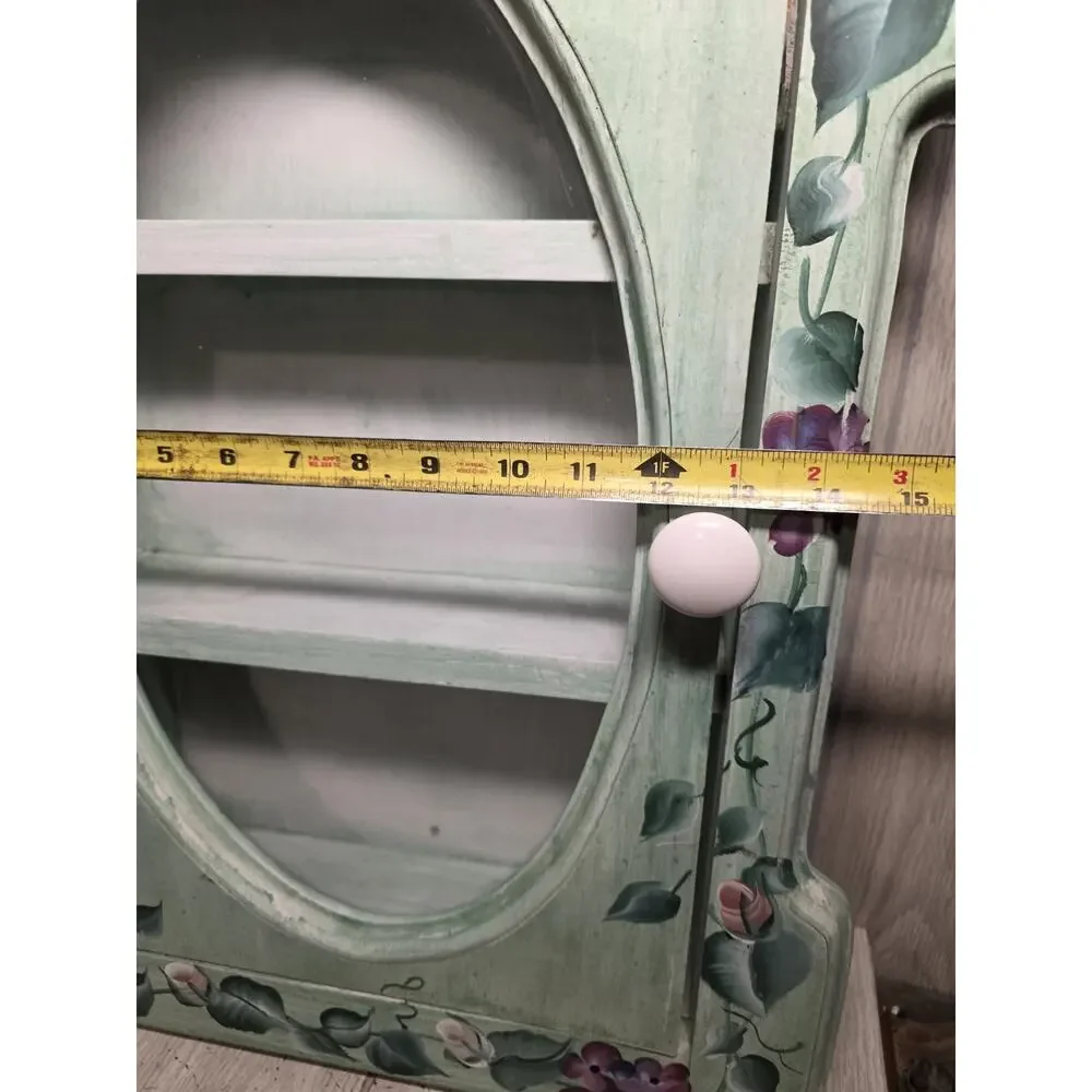 Vtg Hand Painted Floral Curio Display Cabinet Miniatures Farmhouse Cottagecore
